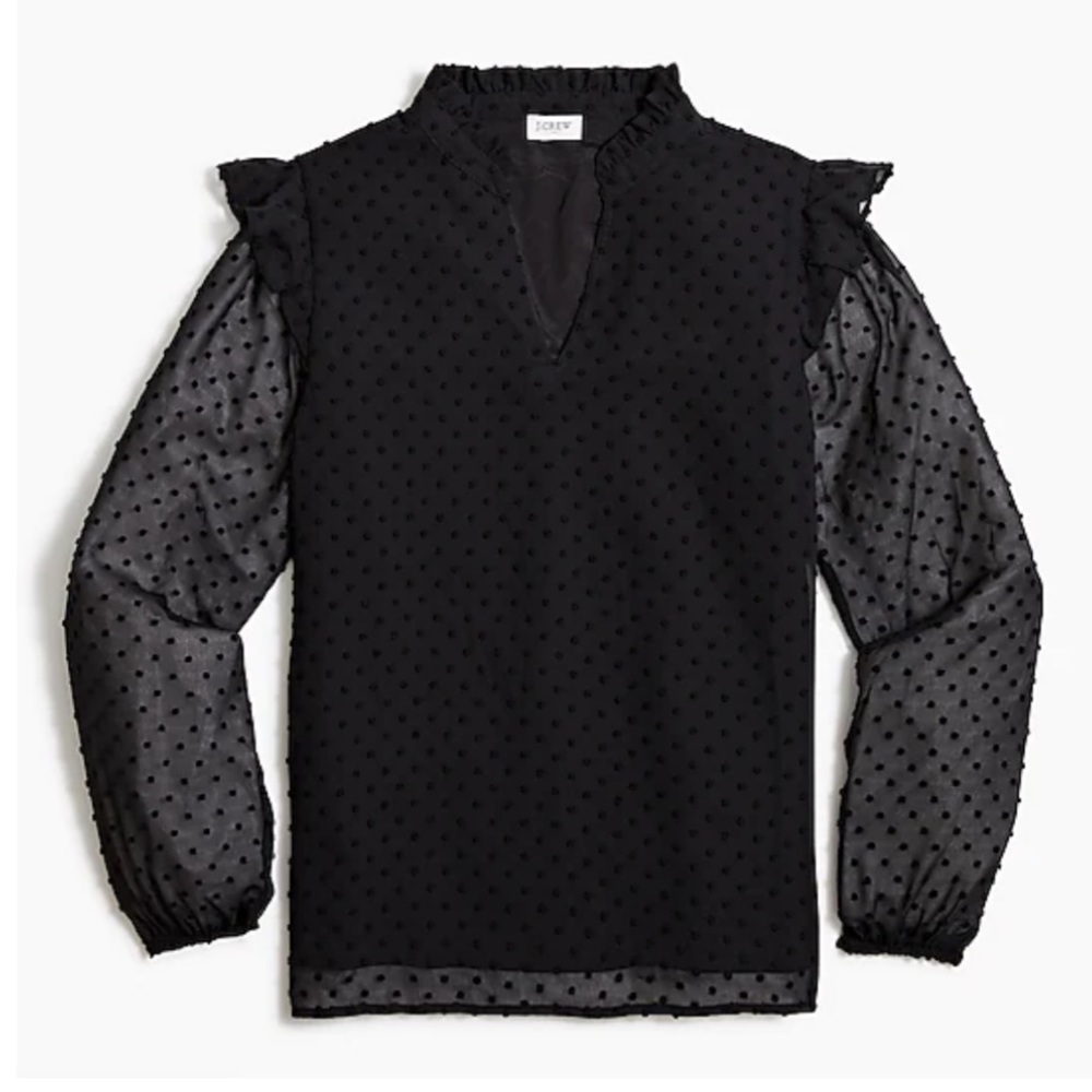 J. Crew V-neck ruffle top in clip dot